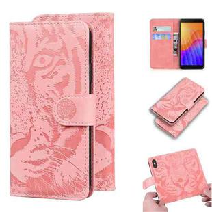 For Huawei Y5p Tiger Embossing Pattern Horizontal Flip Leather Case with Holder & Card Slots & Wallet(Pink)