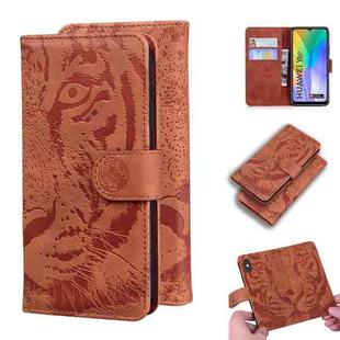 For Huawei Y6p Tiger Embossing Pattern Horizontal Flip Leather Case with Holder & Card Slots & Wallet(Brown)