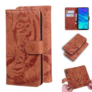For Huawei P smart (2019) Tiger Embossing Pattern Horizontal Flip Leather Case with Holder & Card Slots & Wallet(Brown)