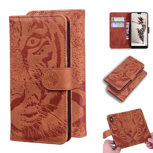 For Huawei P20 Pro Tiger Embossing Pattern Horizontal Flip Leather Case with Holder & Card Slots & Wallet(Brown)