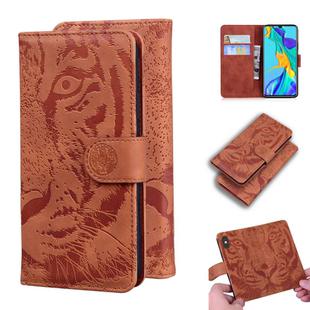 For Huawei P30 Tiger Embossing Pattern Horizontal Flip Leather Case with Holder & Card Slots & Wallet(Brown)