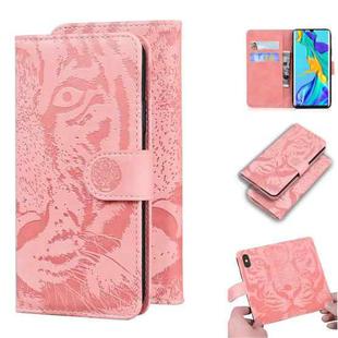 For Huawei P30 Pro Tiger Embossing Pattern Horizontal Flip Leather Case with Holder & Card Slots & Wallet(Pink)