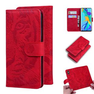 For Huawei P30 Pro Tiger Embossing Pattern Horizontal Flip Leather Case with Holder & Card Slots & Wallet(Red)
