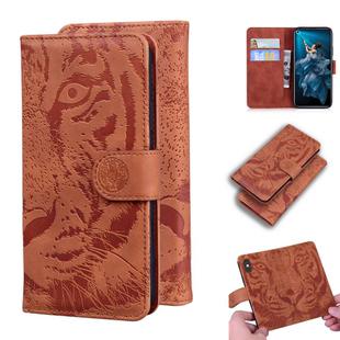 For Huawei Honor 20 / nova 5T Tiger Embossing Pattern Horizontal Flip Leather Case with Holder & Card Slots & Wallet(Brown)