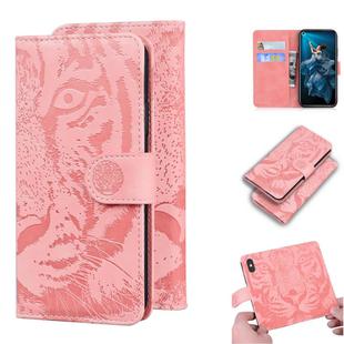 For Huawei Honor 20 / nova 5T Tiger Embossing Pattern Horizontal Flip Leather Case with Holder & Card Slots & Wallet(Pink)