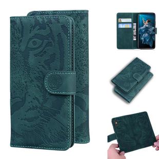 For Huawei Honor 20 / nova 5T Tiger Embossing Pattern Horizontal Flip Leather Case with Holder & Card Slots & Wallet(Green)