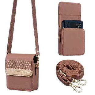 BFB13 BINFEN Color Flowers Crossbody Flip Phone Leather Bag(Brown)