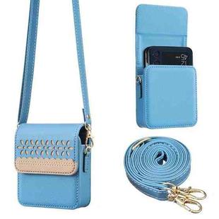 BFB13 BINFEN Color Flowers Crossbody Flip Phone Leather Bag(Light Blue)