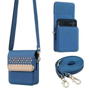 BFB13 BINFEN Color Flowers Crossbody Flip Phone Leather Bag(Dark Blue)