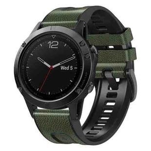 For Garmin 22mm xDfind Leather Skin Silicone Quick Release Watch Band(Army Green)