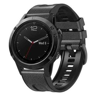For Garmin 22mm xDfind Leather Skin Silicone Quick Release Watch Band(Charcoal Gray)