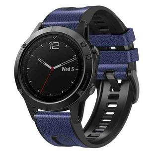For Garmin 22mm xDfind Leather Skin Silicone Quick Release Watch Band(Dark Blue)