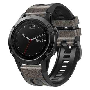 For Garmin 22mm xDfind Leather Skin Silicone Quick Release Watch Band(Starry Gray)