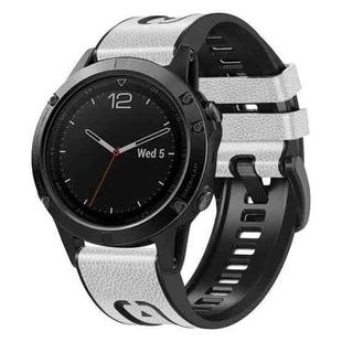 For Garmin 22mm xDfind Leather Skin Silicone Quick Release Watch Band(White)