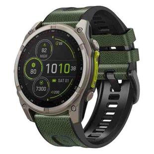 For Garmin 26mm xDfind Leather Skin Silicone Quick Release Watch Band(Army Green)