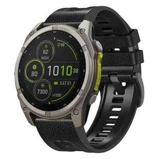 For Garmin 26mm xDfind Leather Skin Silicone Quick Release Watch Band(Black)