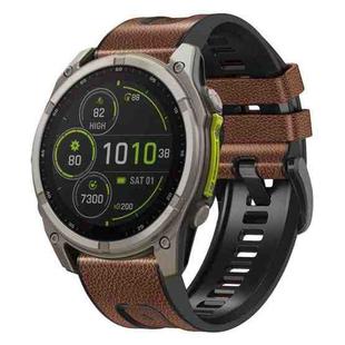 For Garmin 26mm xDfind Leather Skin Silicone Quick Release Watch Band(Brown)