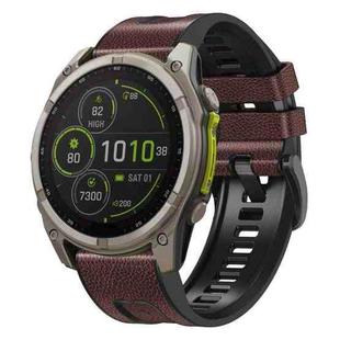 For Garmin 26mm xDfind Leather Skin Silicone Quick Release Watch Band(Dark Brown)