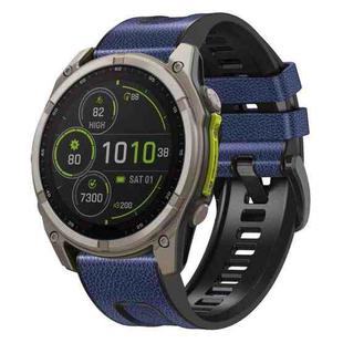 For Garmin 26mm xDfind Leather Skin Silicone Quick Release Watch Band(Dark Blue)
