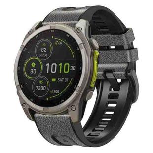 For Garmin 26mm xDfind Leather Skin Silicone Quick Release Watch Band(Starry Gray)