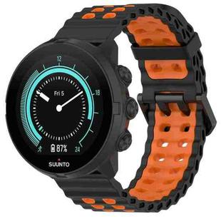 For Suunto 9 / 7 / Spartan Sport xDfind Ocean Dual Pin Buckle Silicone Watch Band(Black Orange)