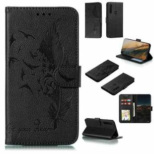 For Motorola Moto G Stylus Feather Pattern Litchi Texture Horizontal Flip Leather Case with Wallet & Holder & Card Slots(Black)