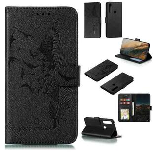 For Motorola Moto G Power Feather Pattern Litchi Texture Horizontal Flip Leather Case with Wallet & Holder & Card Slots(Black)