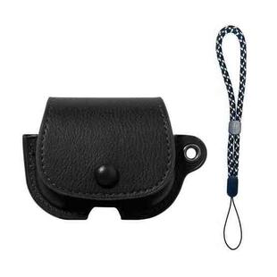 For AirPods Pro 3 Backpack Style PU Leather Earphone Protective Case with Lanyard(Black)