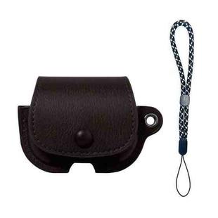 For AirPods Pro 3 Backpack Style PU Leather Earphone Protective Case with Lanyard(Dark Brown)