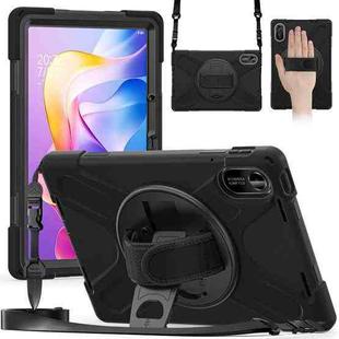 For Xiaomi Redmi Pad 2 11 2025 Rotatable Holder Silicone Hybrid PC Tablet Case with Shoulder Strap(Black)
