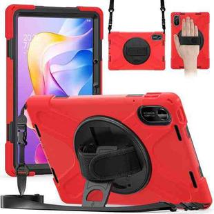 For Xiaomi Redmi Pad 2 11 2025 Rotatable Holder Silicone Hybrid PC Tablet Case with Shoulder Strap(Red)