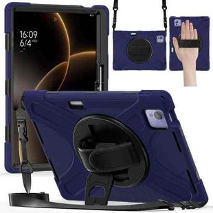 For Xiaomi Pad 7 Ultra Rotatable Holder Silicone Hybrid PC Tablet Case with Shoulder Strap(Navy Blue)