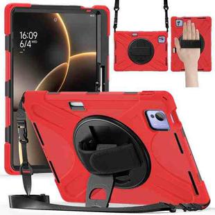 For Xiaomi Pad 7 Ultra Rotatable Holder Silicone Hybrid PC Tablet Case with Shoulder Strap(Red)