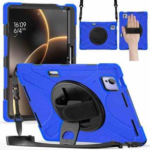 For Xiaomi Pad 7 Ultra Rotatable Holder Silicone Hybrid PC Tablet Case with Shoulder Strap(Blue)