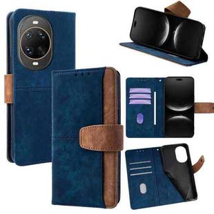 For Huawei nova 14 Ultra Color Stitching Skin Feel Leather RFID Blocking Phone Case(Blue)