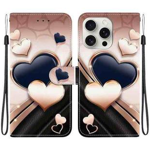 For iPhone 16 Pro Crystal Texture Colored Drawing Leather Phone Case(Love Heart)