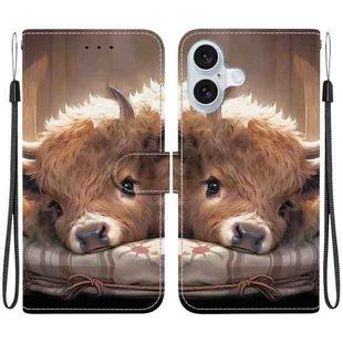 For iPhone 16 Crystal Texture Colored Drawing Leather Phone Case(Calf)