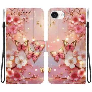 For iPhone 16e Crystal Texture Colored Drawing Leather Phone Case(Lantern Butterflies)