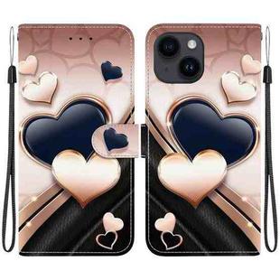 For iPhone 15 Plus Crystal Texture Colored Drawing Leather Phone Case(Love Heart)