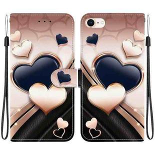 For iPhone SE 2022 / SE 2020 / 8 / 7 Crystal Texture Colored Drawing Leather Phone Case(Love Heart)