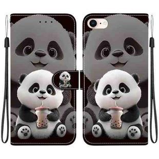 For iPhone SE 2022 / SE 2020 / 8 / 7 Crystal Texture Colored Drawing Leather Phone Case(Milk Tea Bear)