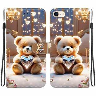 For iPhone SE 2022 / SE 2020 / 8 / 7 Crystal Texture Colored Drawing Leather Phone Case(Diamond Bear)
