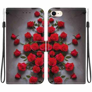 For iPhone SE 2022 / SE 2020 / 8 / 7 Crystal Texture Colored Drawing Leather Phone Case(Red Roses)