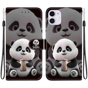 For iPhone 11 Crystal Texture Colored Drawing Leather Phone Case(Milk Tea Bear)