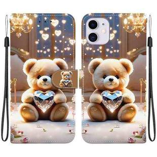 For iPhone 11 Crystal Texture Colored Drawing Leather Phone Case(Diamond Bear)