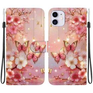 For iPhone 11 Crystal Texture Colored Drawing Leather Phone Case(Lantern Butterflies)