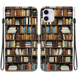 For iPhone 11 Crystal Texture Colored Drawing Leather Phone Case(Bookshelf)