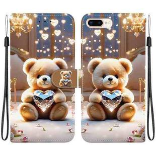 For iPhone 7 Plus / 8 Plus Crystal Texture Colored Drawing Leather Phone Case(Diamond Bear)