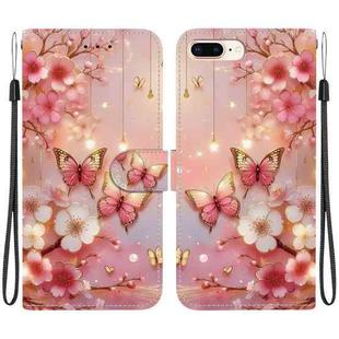 For iPhone 7 Plus / 8 Plus Crystal Texture Colored Drawing Leather Phone Case(Lantern Butterflies)