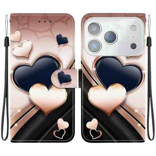 For iPhone 17 Pro Max Crystal Texture Colored Drawing Leather Phone Case(Love Heart)